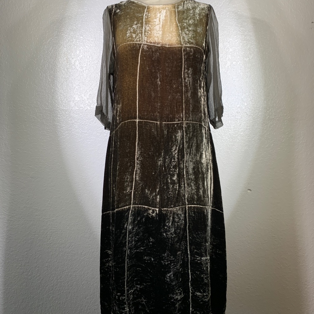 Viviana Uchitel Cubist Silk Velvet Zip Up Dress - Picture 2 of 8